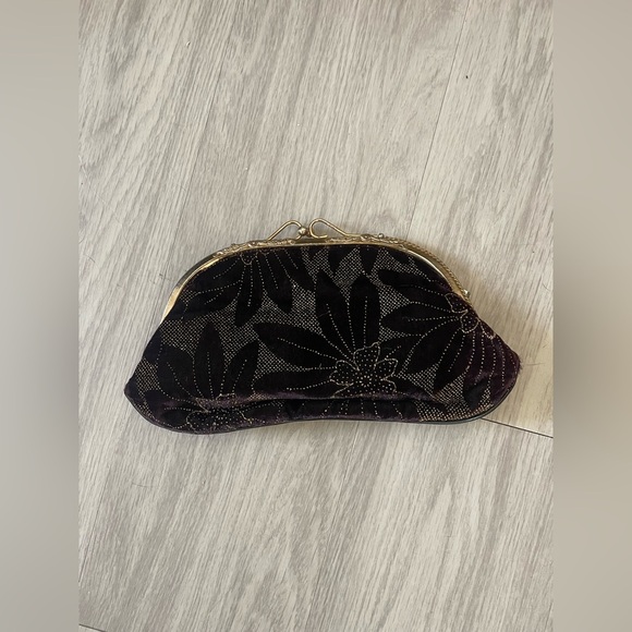 Vintage black and gold floral diamonds clutch - Picture 1 of 4